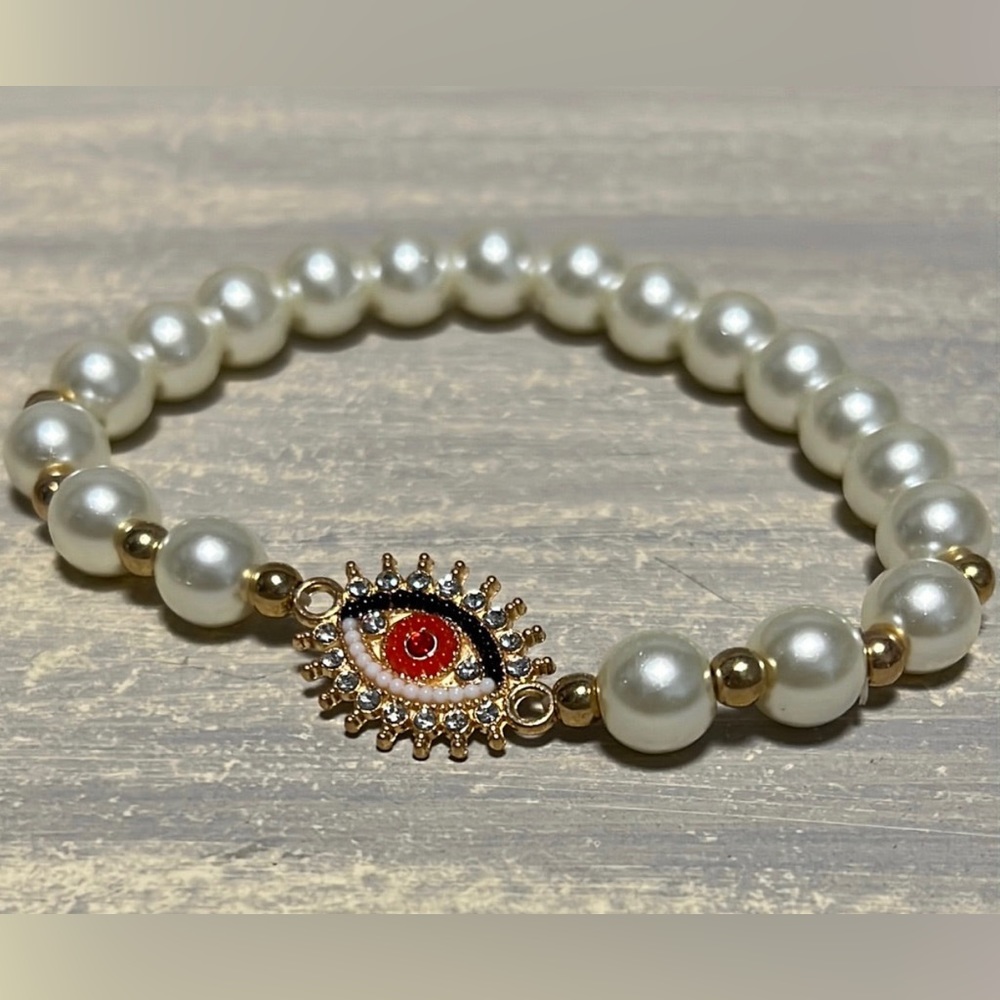 Turkish Eye Nazar eye pearl beaded bracelet